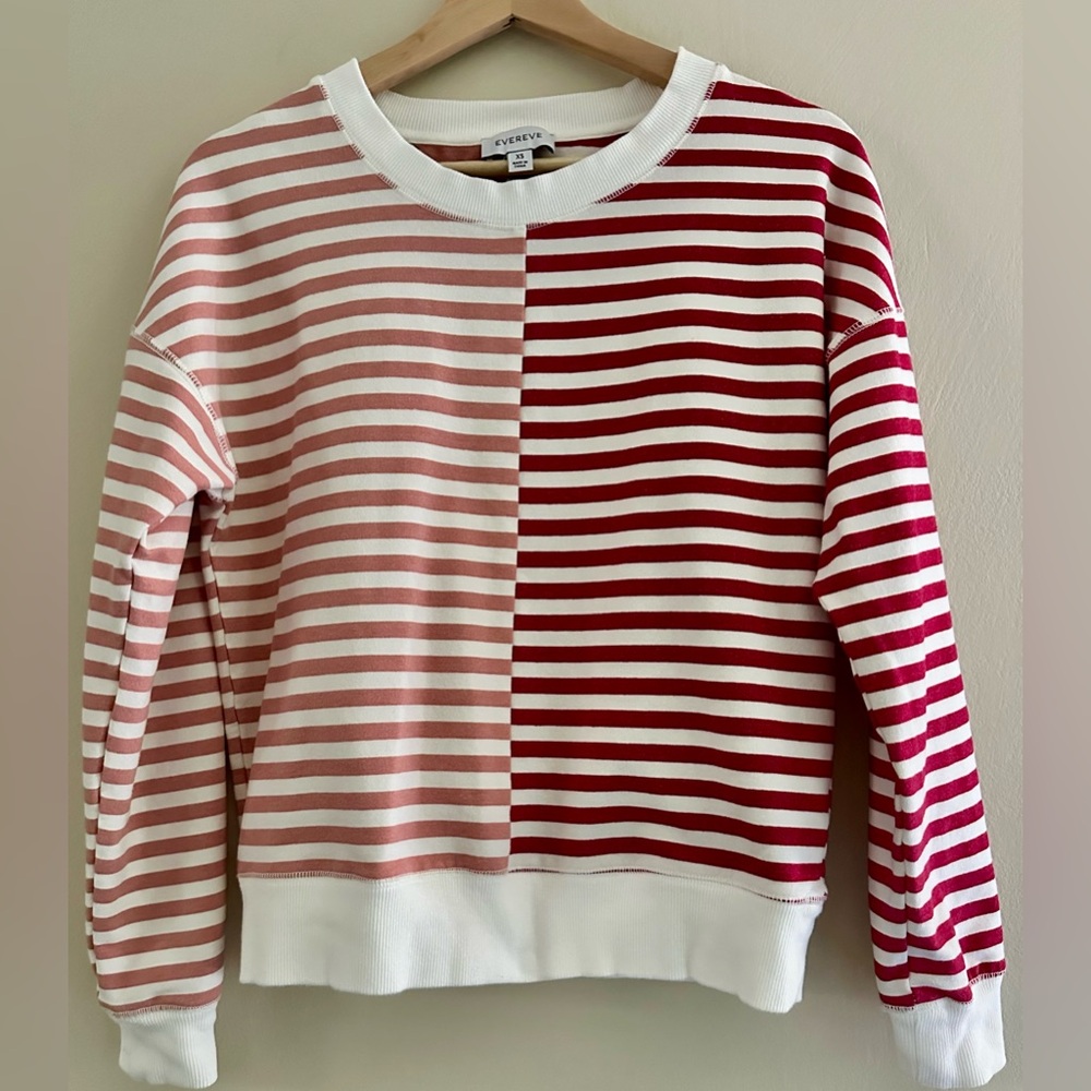 Evereve Red and Pink Striped Sweatshirt